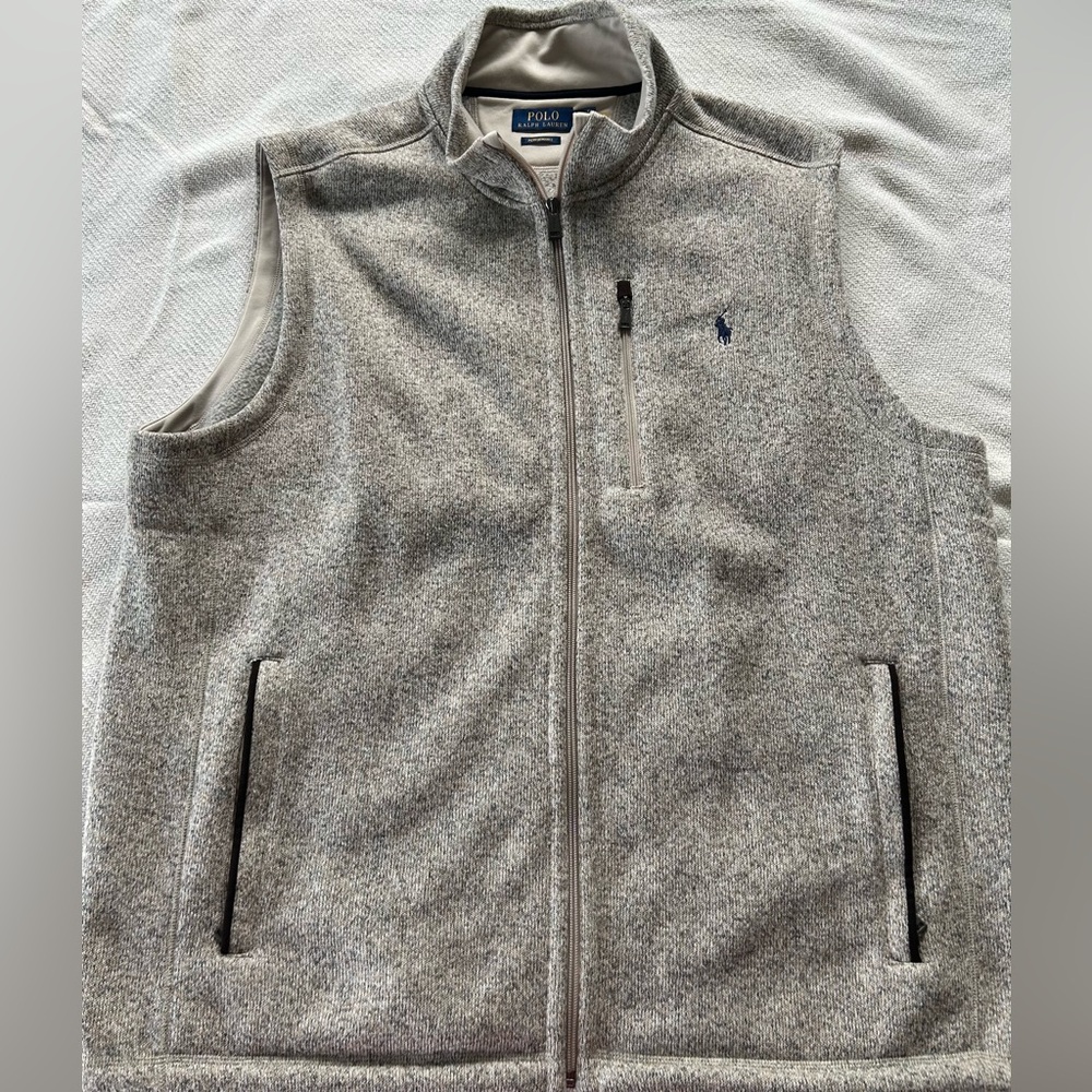 *Polo Ralph Lauren Gray Full Zip Fleece Vest Men's 2XB Pony Logo*